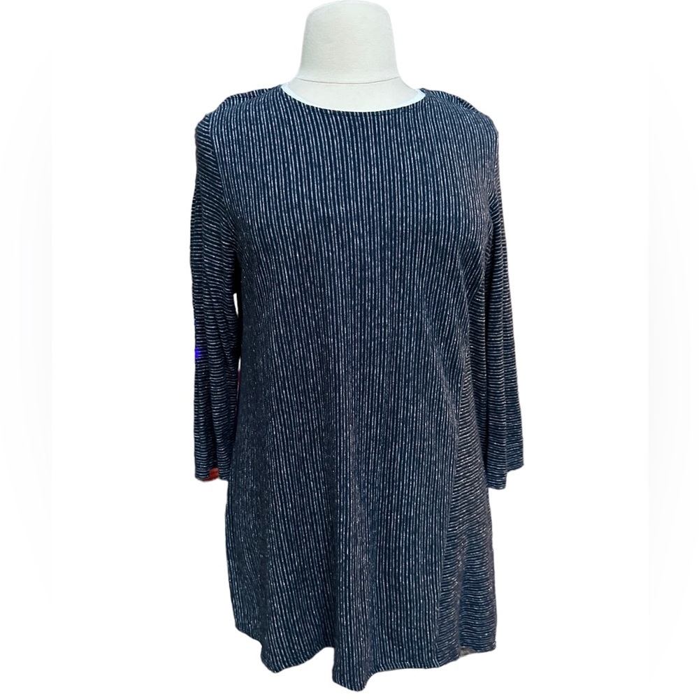 Pure Jill Womens Hemp & Organic Cotton Navy Blue Stripe Long Sleeve Blouse XL